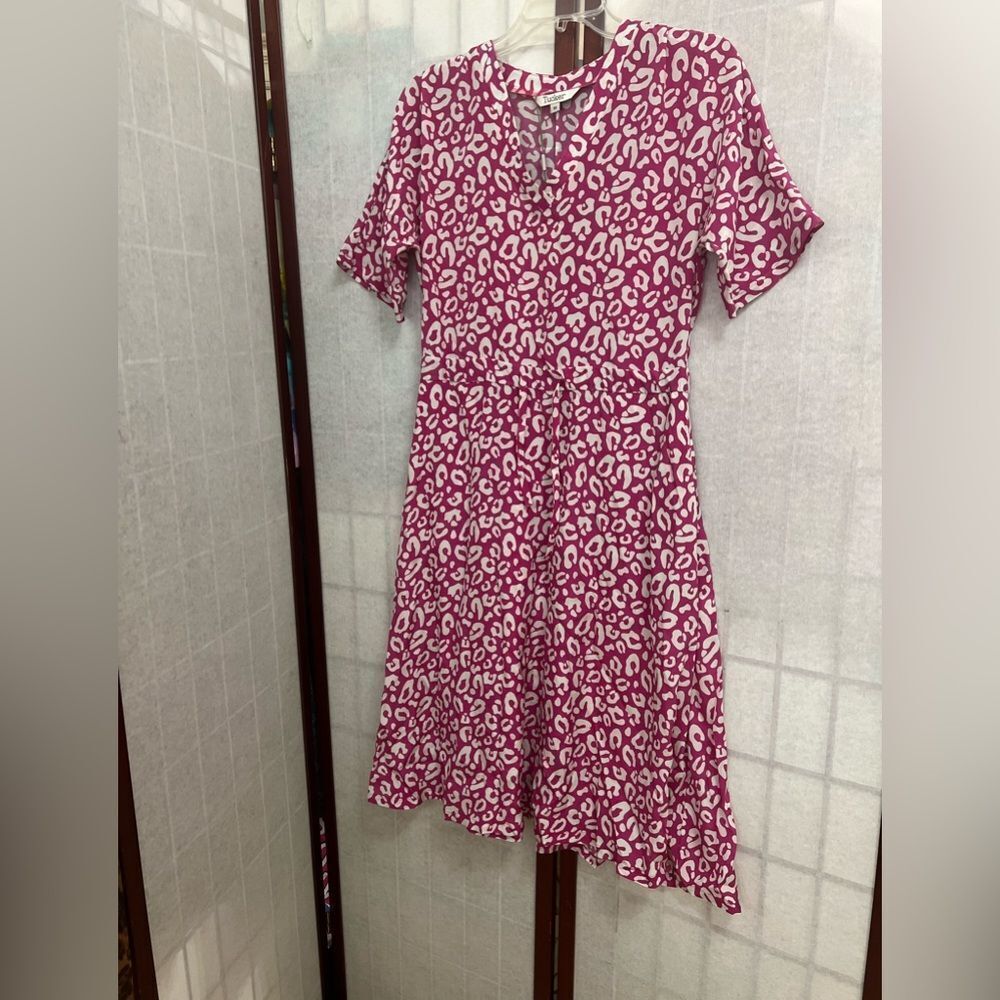 NWT TUCKER‎ MADELINE CHEETAH IN HOT 100% SILK PINK DRESS SIZE XS